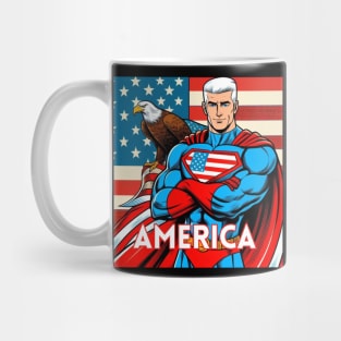 America Patriotic Comic Book Superhero Bald Eagle July 4th Mug